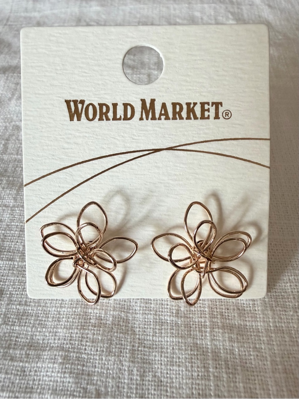 World Market Rose Gold Flower Wire Stud Earrings